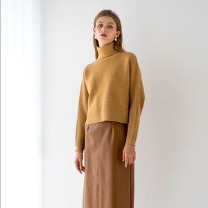 Chicwish Basic Rib Knit Cowl Neck Crop Sweater in Caramel sz XS/S OFFERS WELCOME